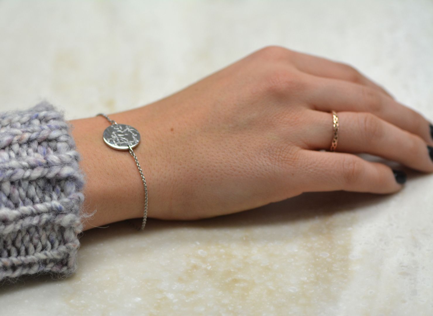 14k Rose Gold Circle Map Bracelet