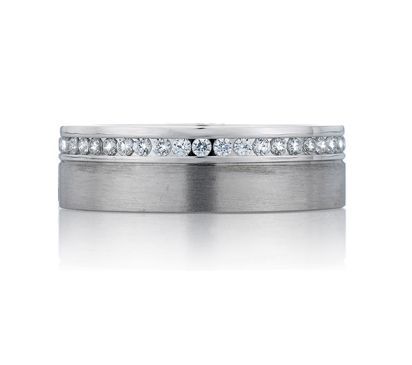 Modern Edged Channel Set Men's Diamond Ring