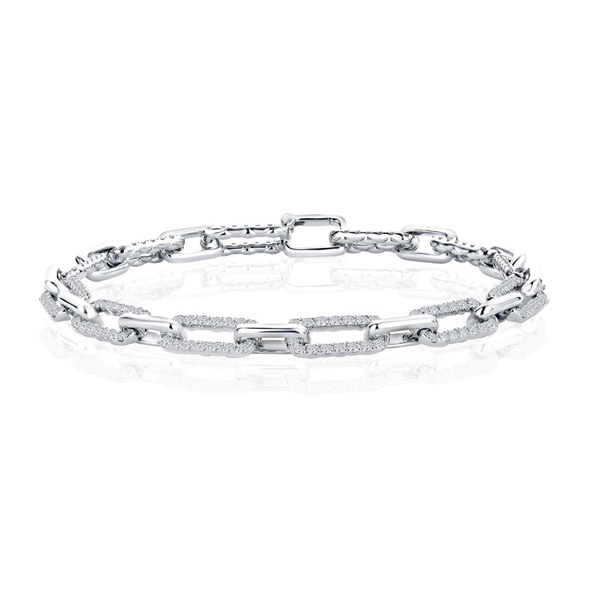 Diamond Paperclip Link Gold Bracelet, photograph 5