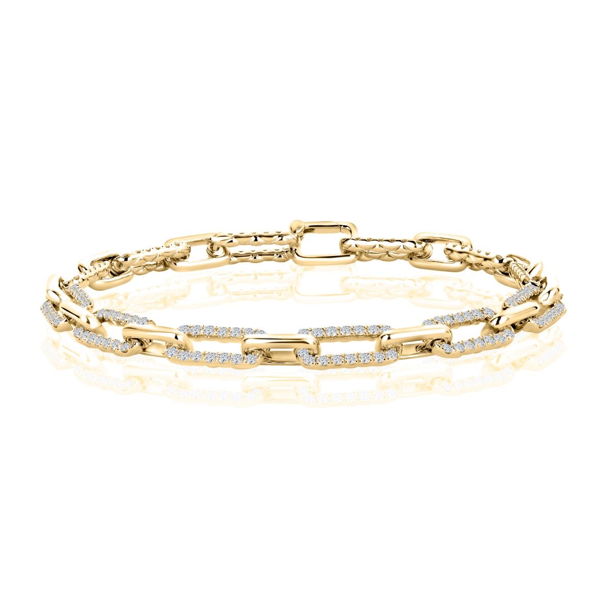 Diamond Paperclip Link Gold Bracelet