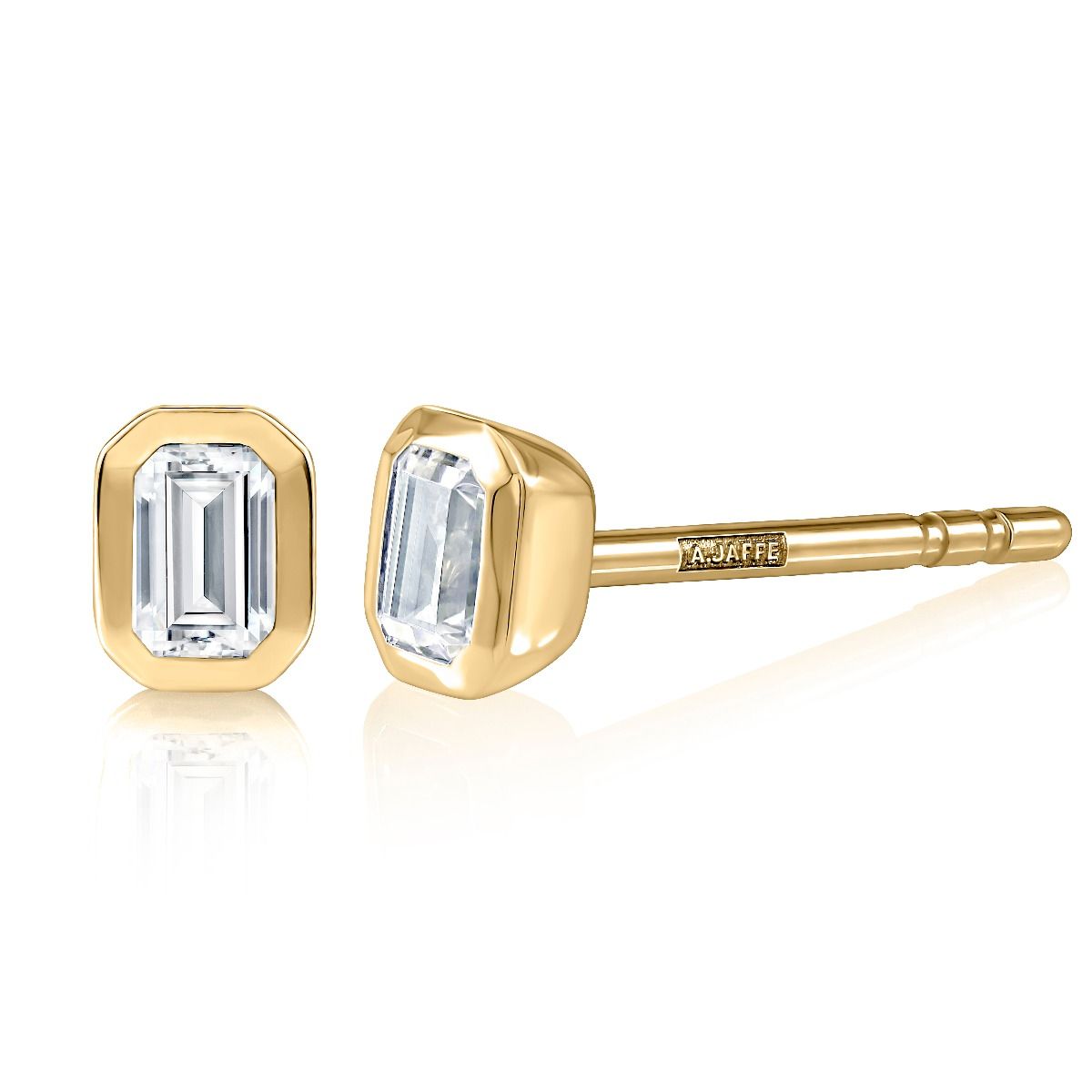 Emerald-Shaped Bezel Set Studs