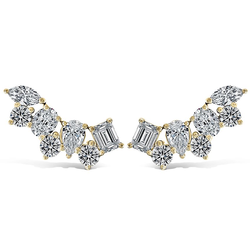 Mixed cuts climber earrings