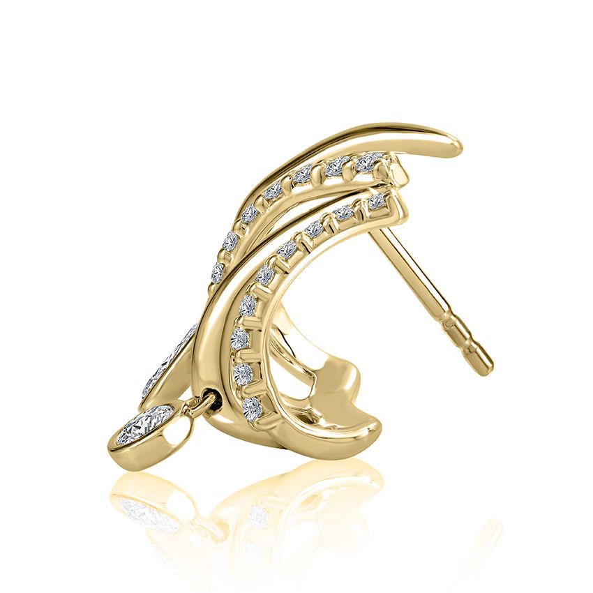 Ear crawler with dangling bezel set diamonds, photograph 3