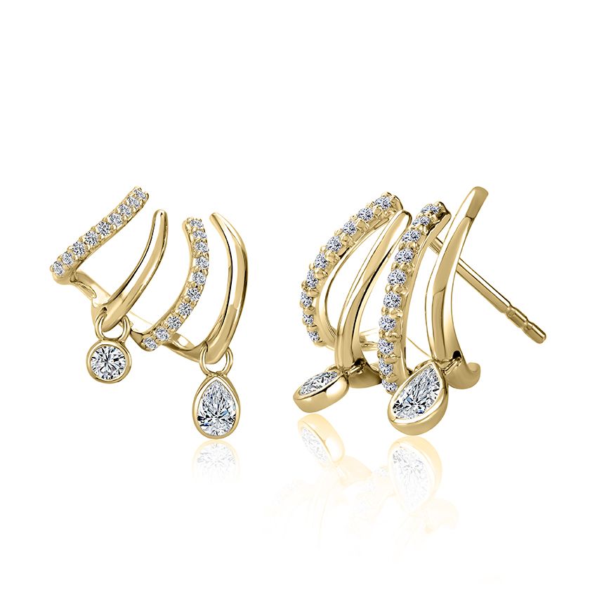 Ear crawler with dangling bezel set diamonds