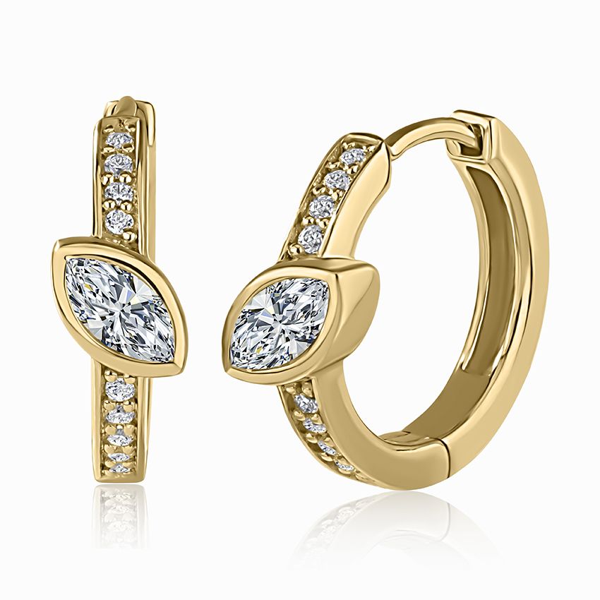 bezel set huggies with marquise