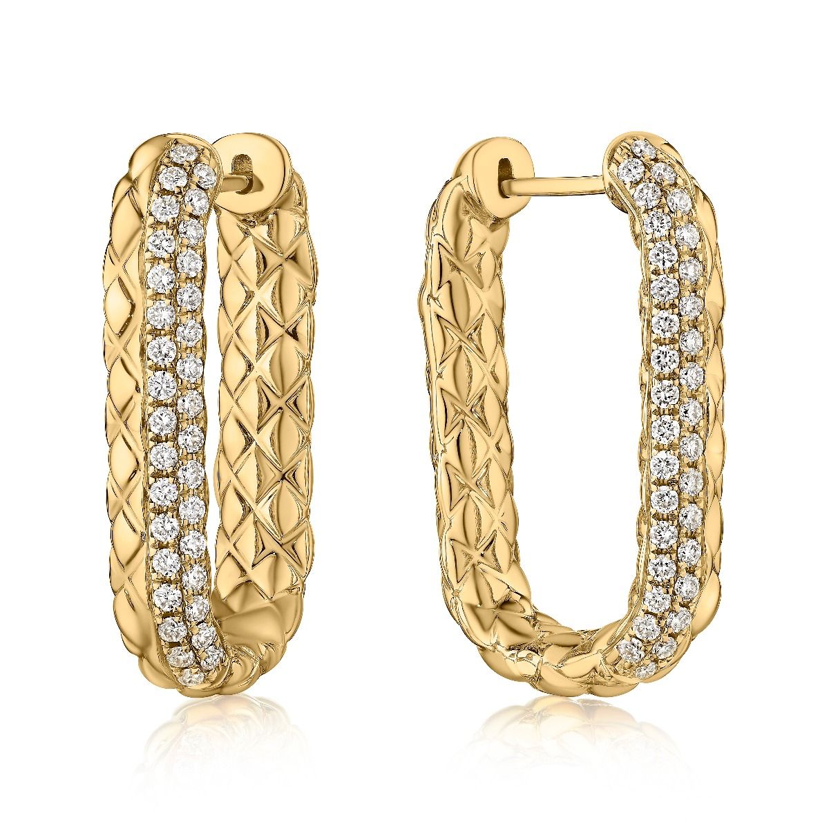 Large Pave Diamond Hoops with Quilts® Interior
