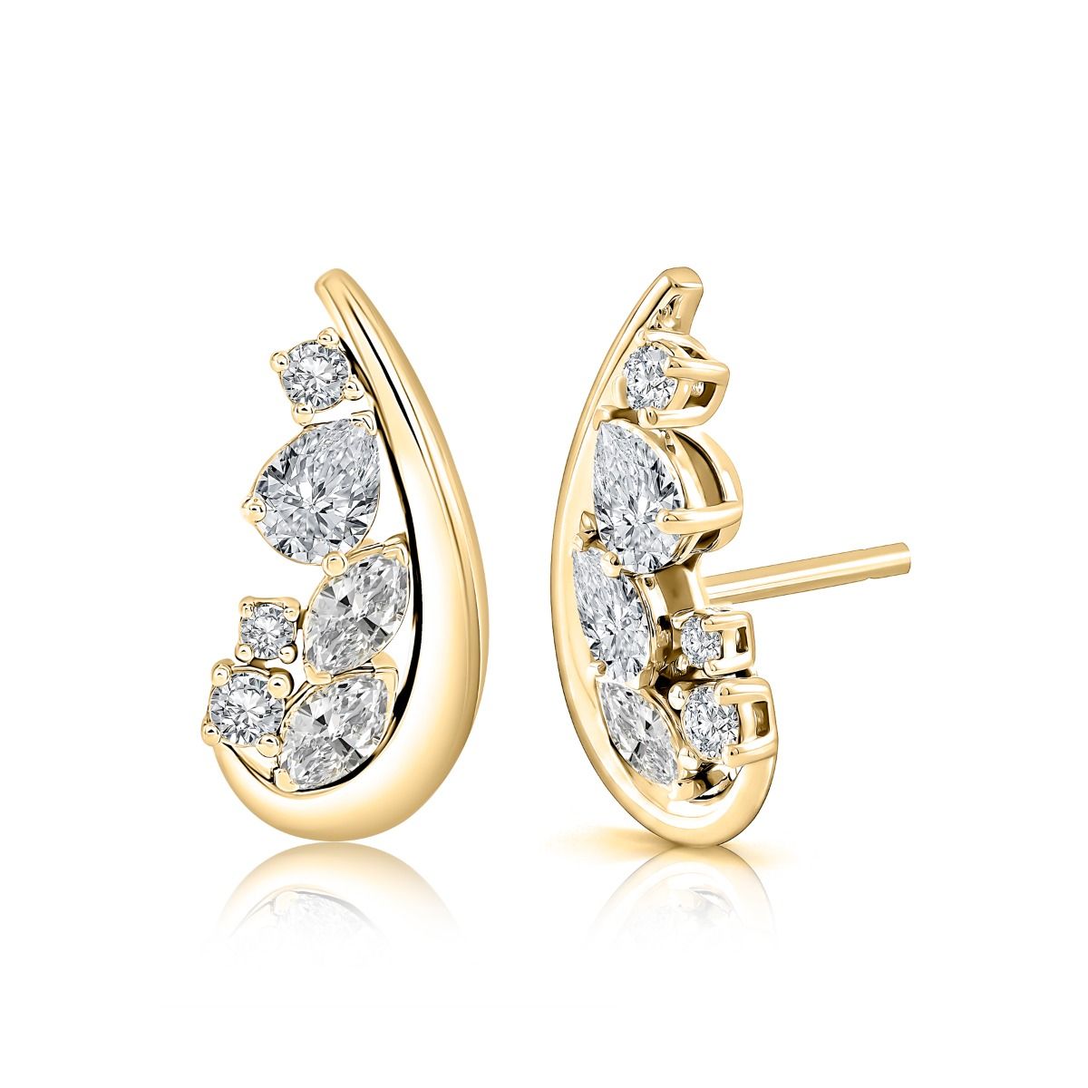 Diamond Cluster Teardrop Stud Earrings