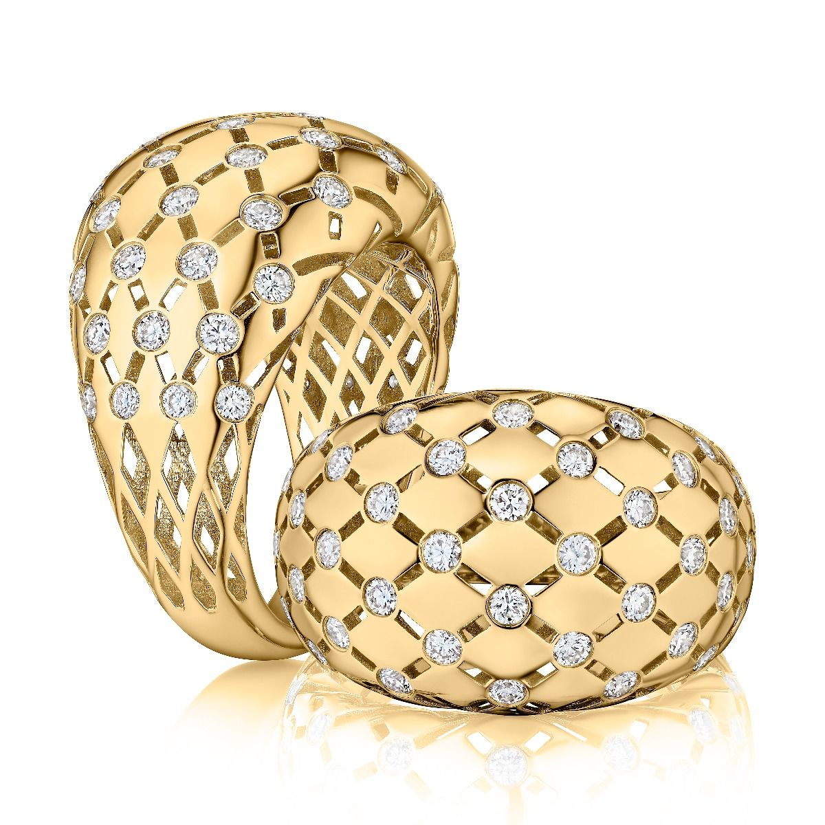 Diamond Studded Dome Tapered Ring