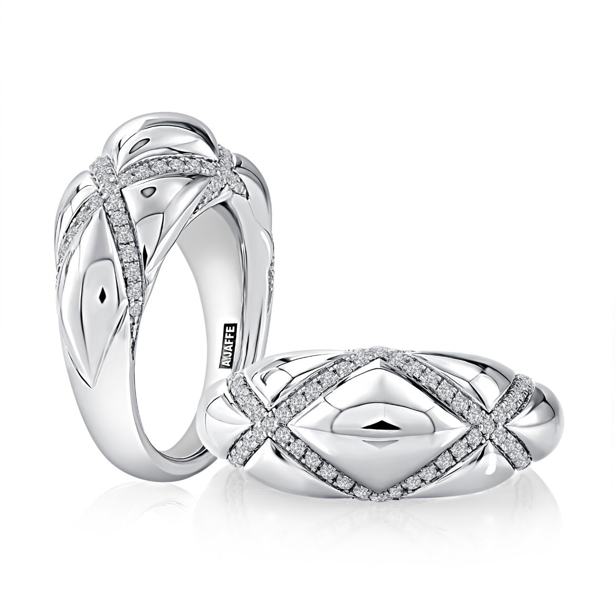 Wide Silver Diamond Accent Ring