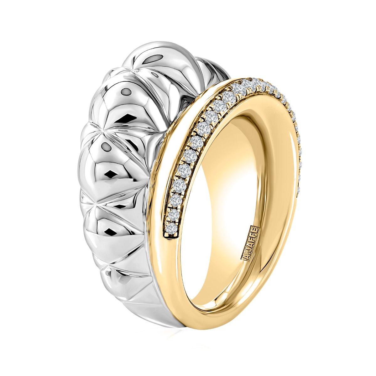 Silver and Gold Diamond Two Tone Statement Ring