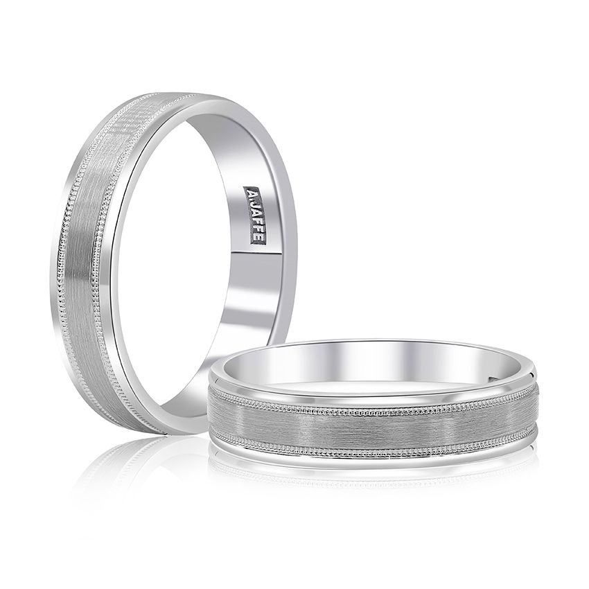 Two Tone Milgrain Detail Men's Wedding Band
