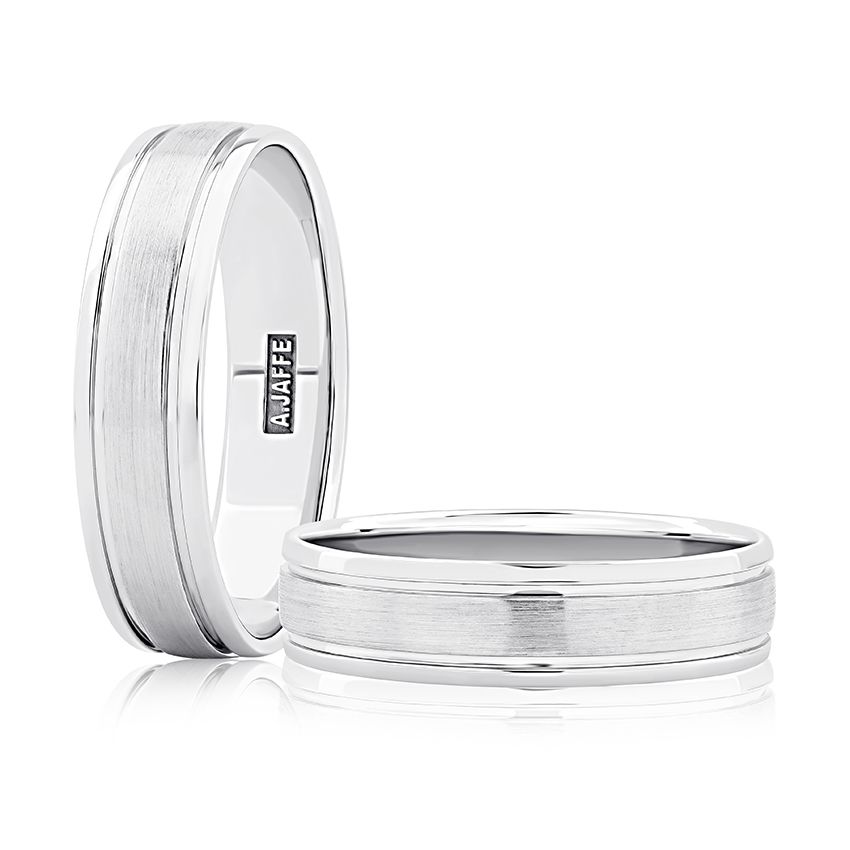 Modern Sandblast Step Edged Men's Wedding Band