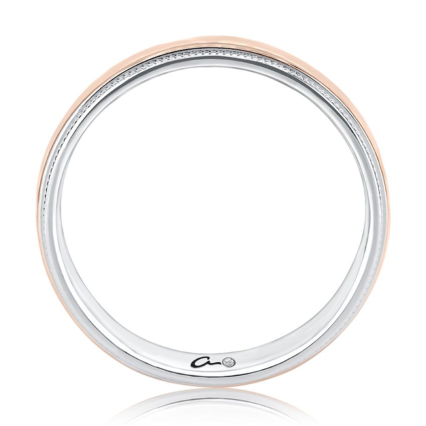 Classic Dome Shaped Two Tone Men's Wedding Band, photograph 5