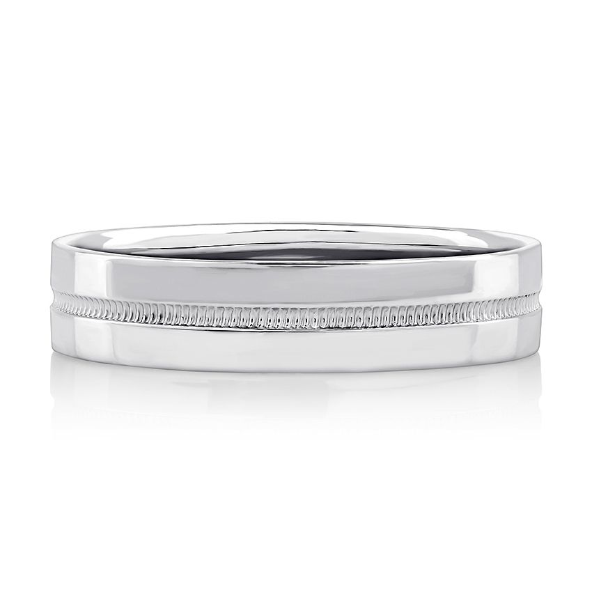 Milgrain Detail Platinum Men's Wedding Band, photograph 2
