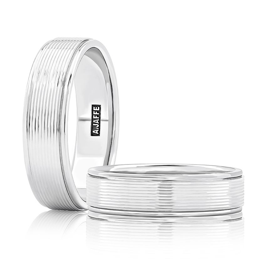 Ribbed Platinum Men's Wedding Band