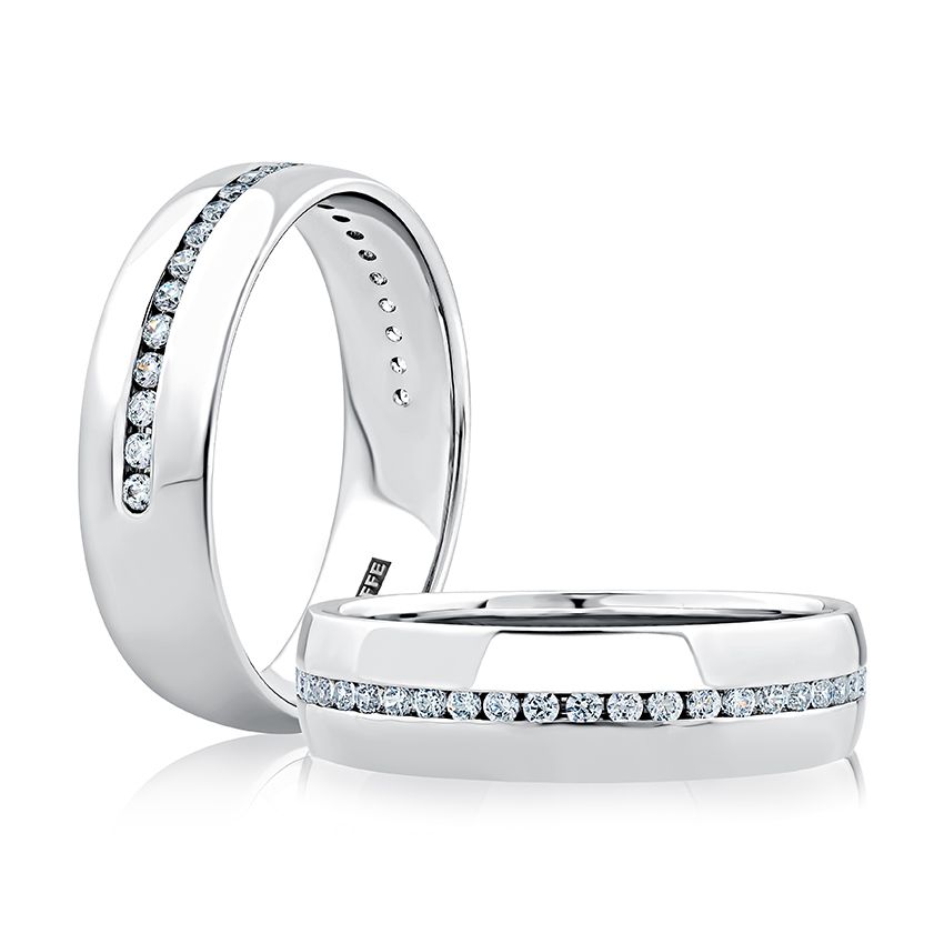 Classic Men's Wedding Band with Channel Diamonds