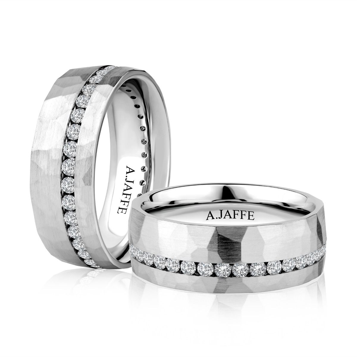 Eternity Diamond Men's Band with Hammered Finish