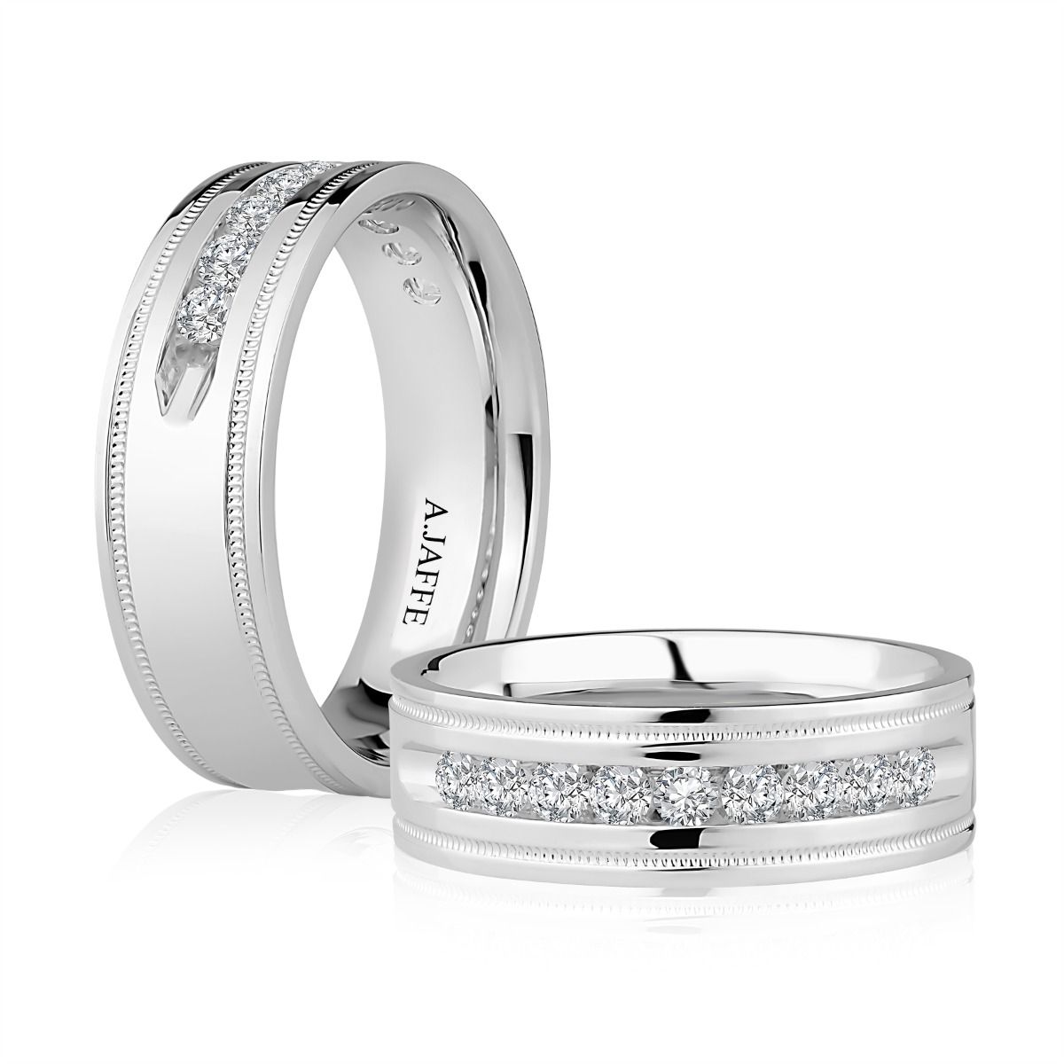 Modern Milgrain Detail Channel-Set Diamond Men's Band