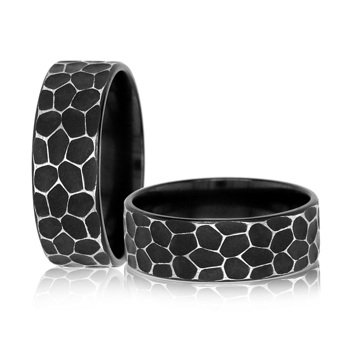 Bold Black Matte Finish Hammered Men's Band