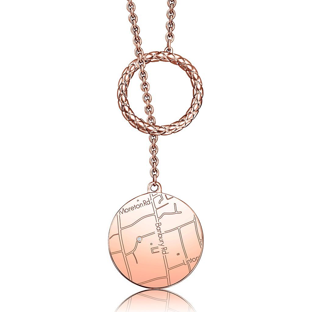 14k Rose Gold Circle Map Lariat