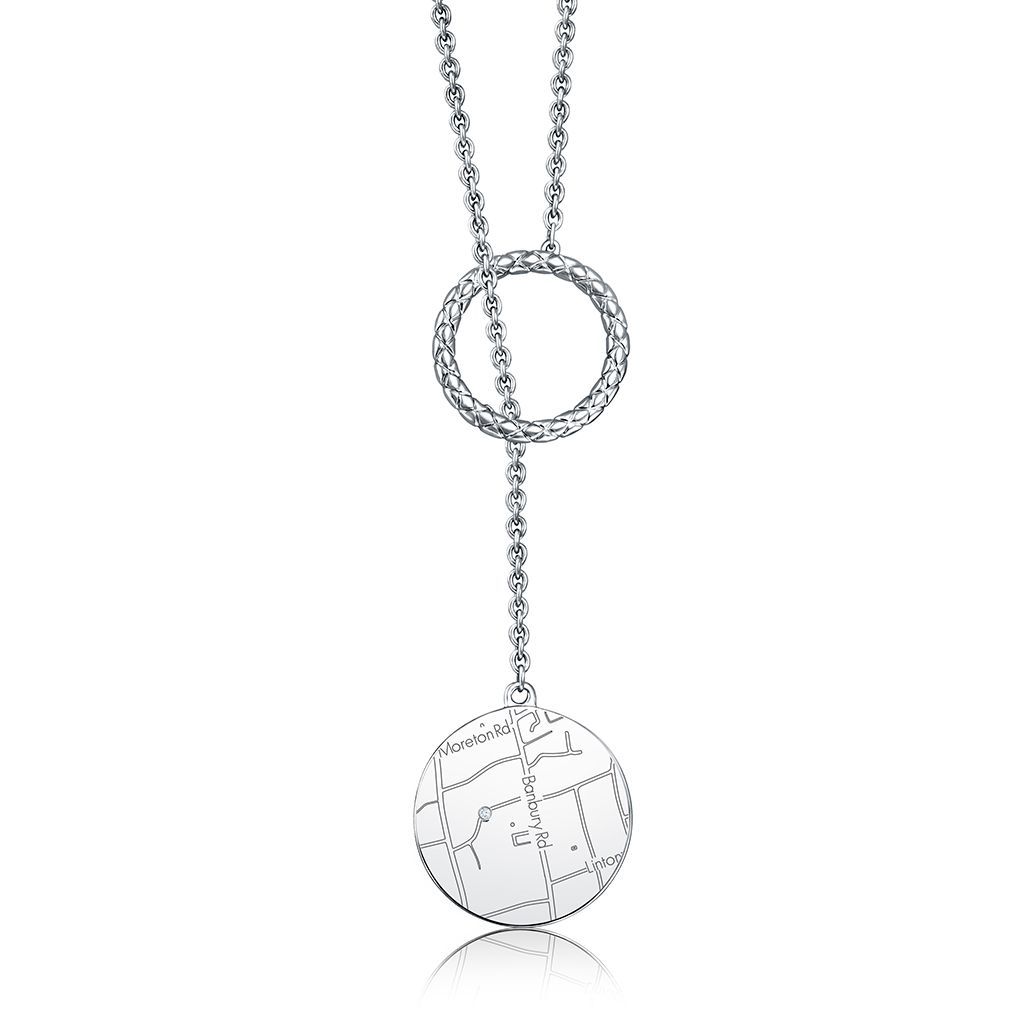 Sterling Silver Circle Map Lariat, photograph 4
