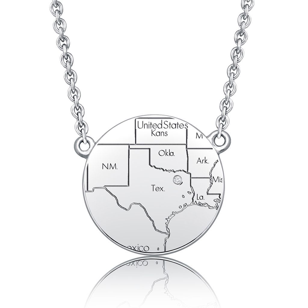 Sterling Silver Circle Map Necklace, photograph 4