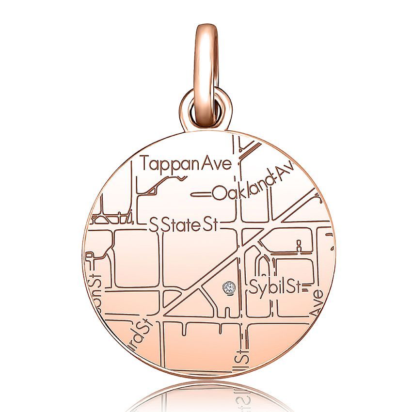 14k Rose Gold Circle Map Pendant