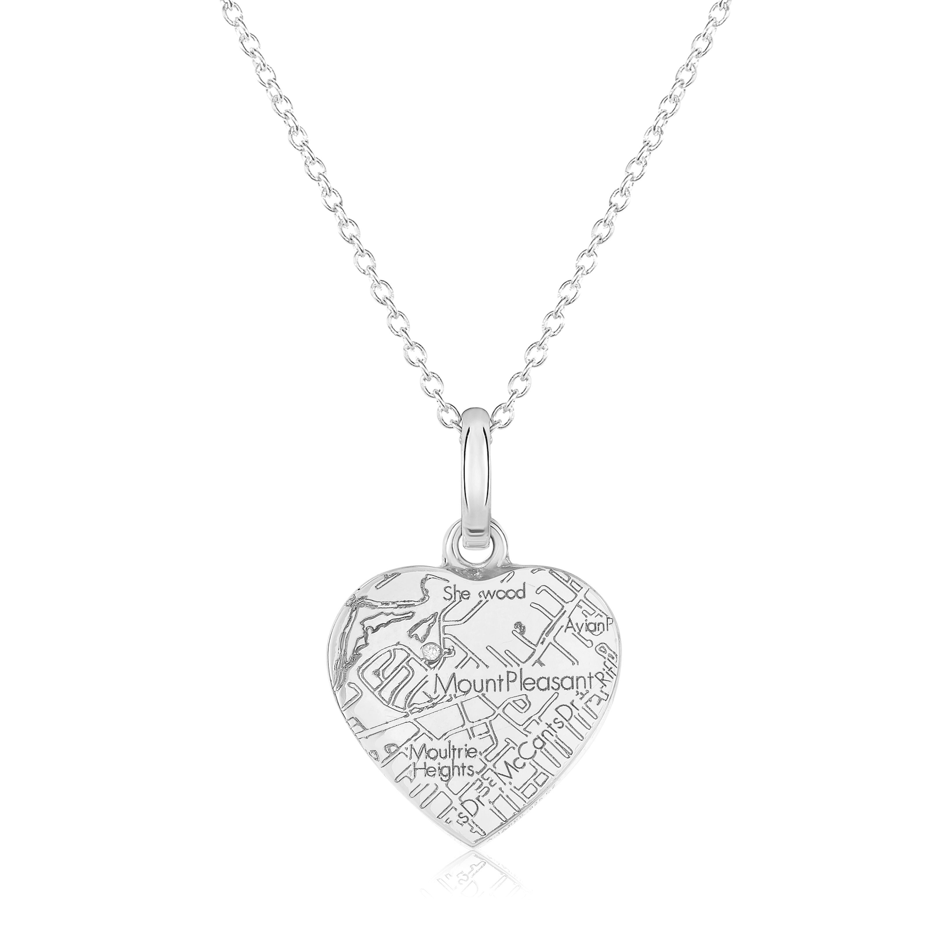 14k White Gold Heart Pendant