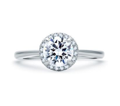 Quilts® Pave Round Diamond Center Halo Engagement Ring