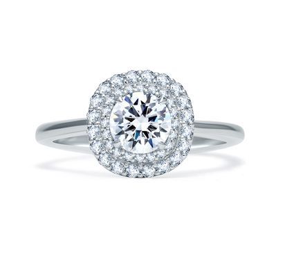 Round Double Halo Quilts Engagement Ring