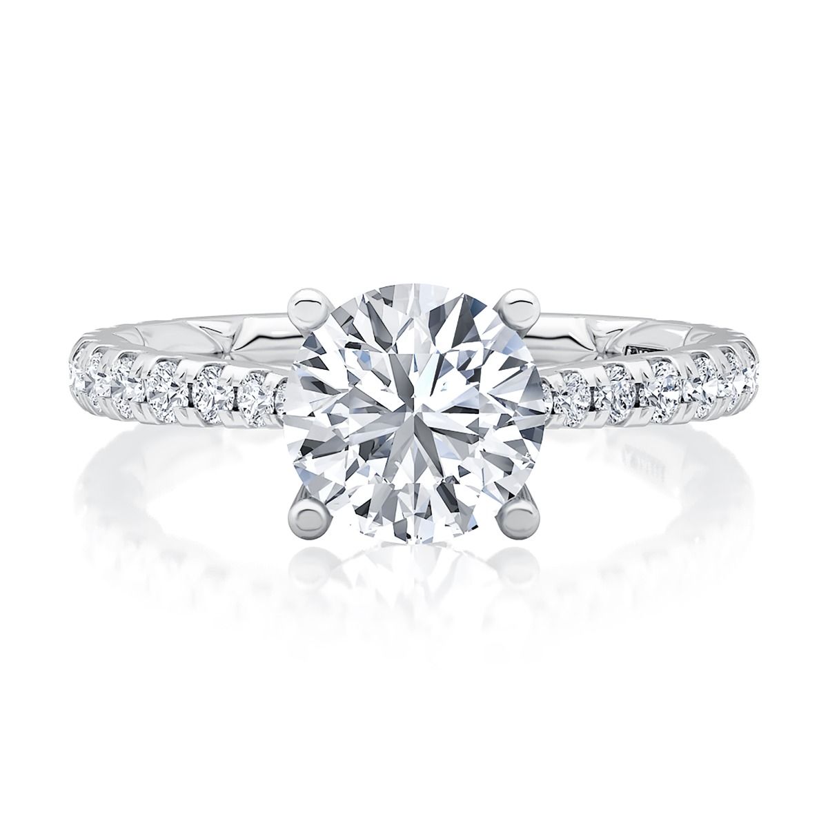 Scalloped Pave Diamond Engagement Ring with A.Jaffe Quilts® Interior, photograph 2