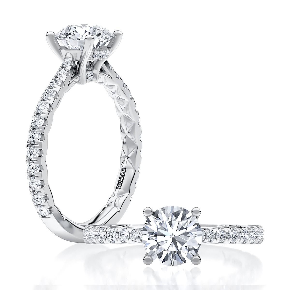 Scalloped Pave Diamond Engagement Ring with A.Jaffe Quilts® Interior