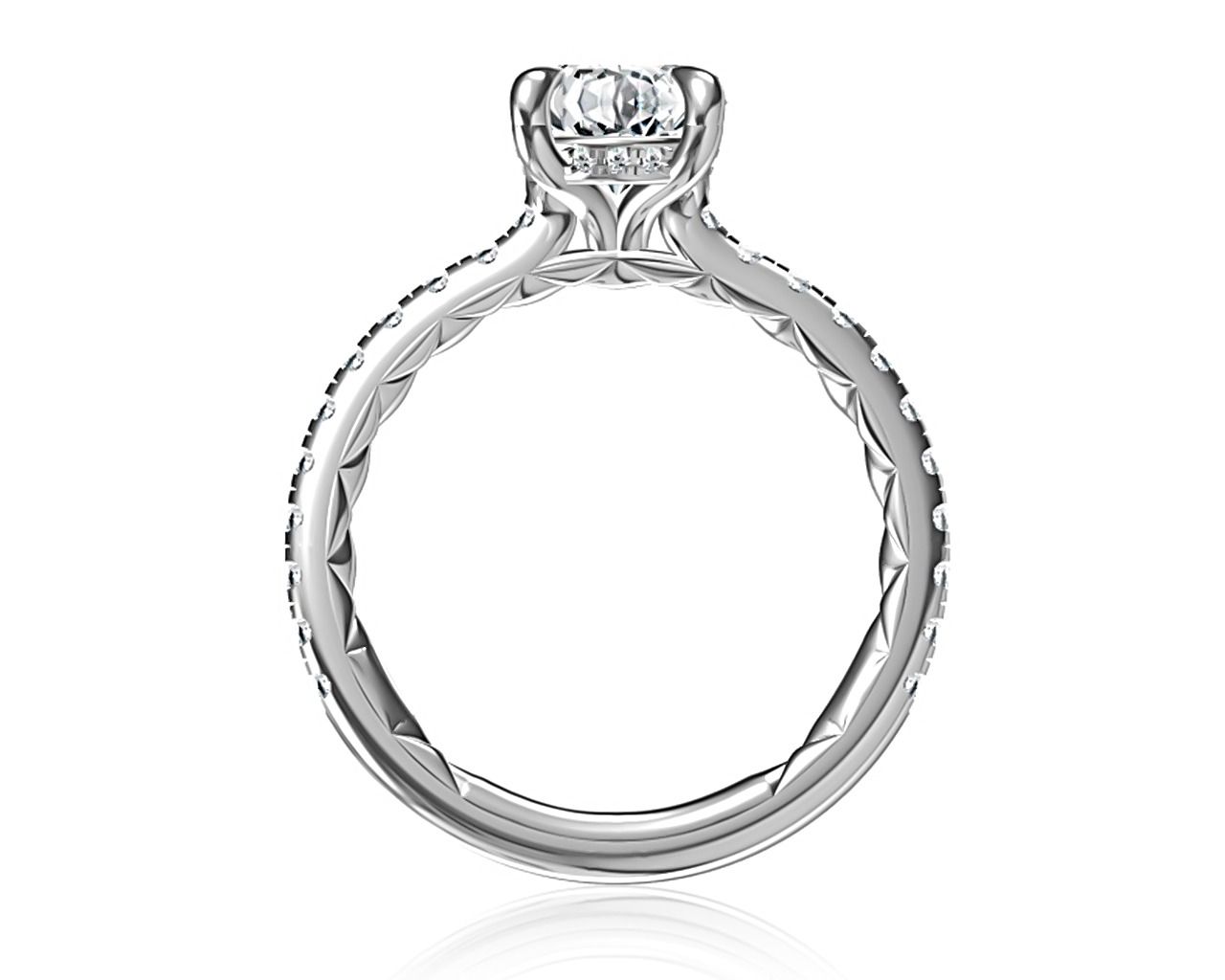 Diamond Pave Engagement Ring with Quilts® Interior