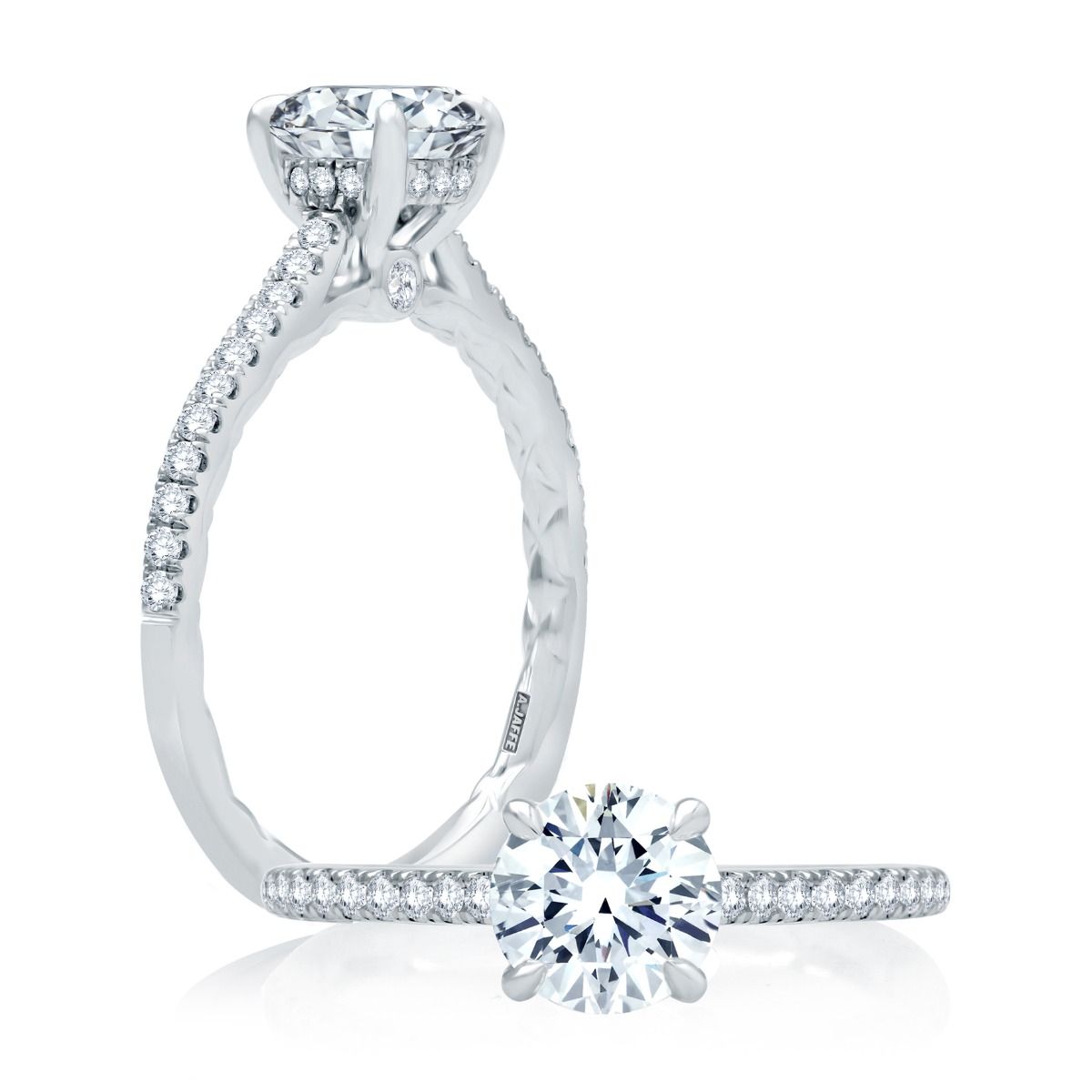 Diamond Pave Engagement Ring With A.Jaffe Quilts™ Interior