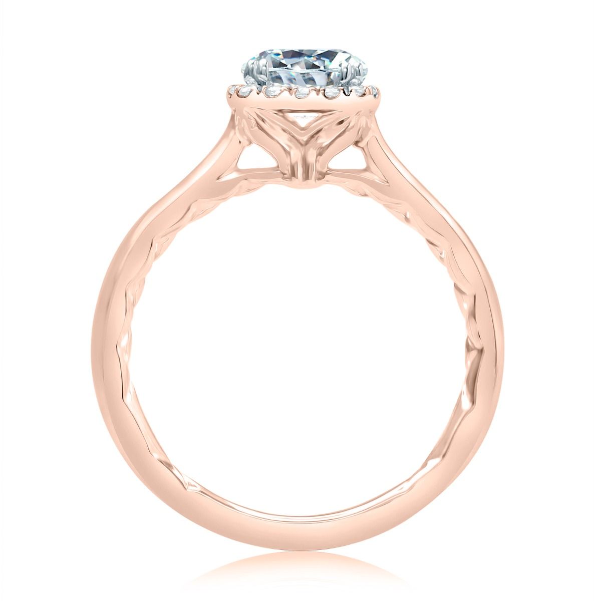 Scalloped Halo Diamond Engagement Ring with Quilts® Interior, photograph 4