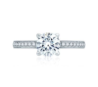 Classic Four Prong Modern Vintage Engagement Ring, photograph 2