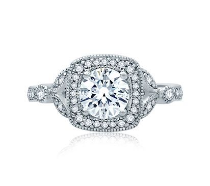 Floral Inspired Modern Vintage Halo Engagement Ring