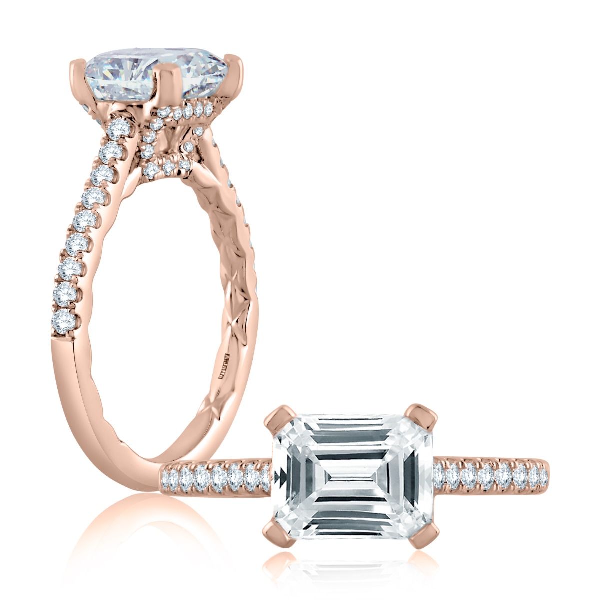 East/West Emerald Cut Modern Classic Engagement Ring