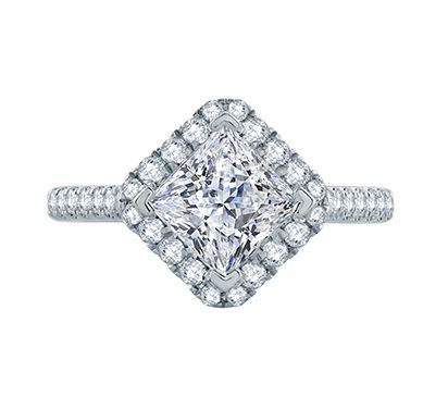 Diamond Set Pave Princess Cut Engagement Ring