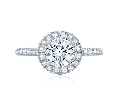 Round Halo Engagement Ring with Belted Gallery Detail