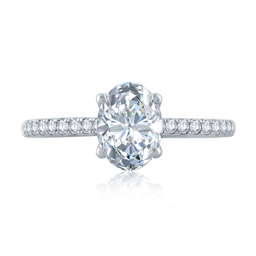 Oval Center Draped Gallery Solitaire Engagement Ring, photograph 5