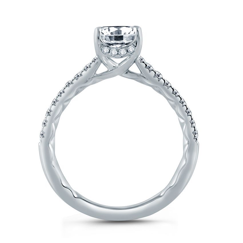 Oval Center Draped Gallery Solitaire Engagement Ring, photograph 7