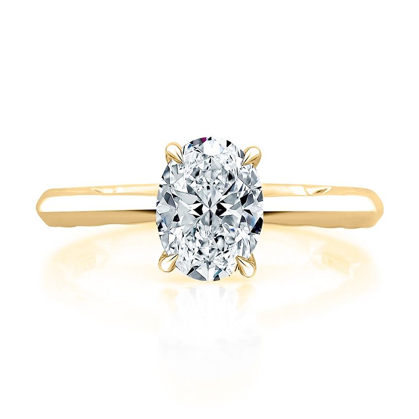 Oval Cut Diamond Solitaire Engagement Ring with Hidden Halo and Peek-A-Boo Diamonds, photograph 6