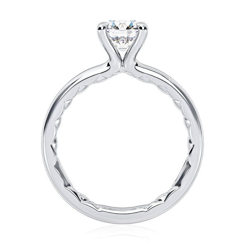 Classic Four Prongs Solitaire Round Center Diamond Engagement Ring, photograph 3