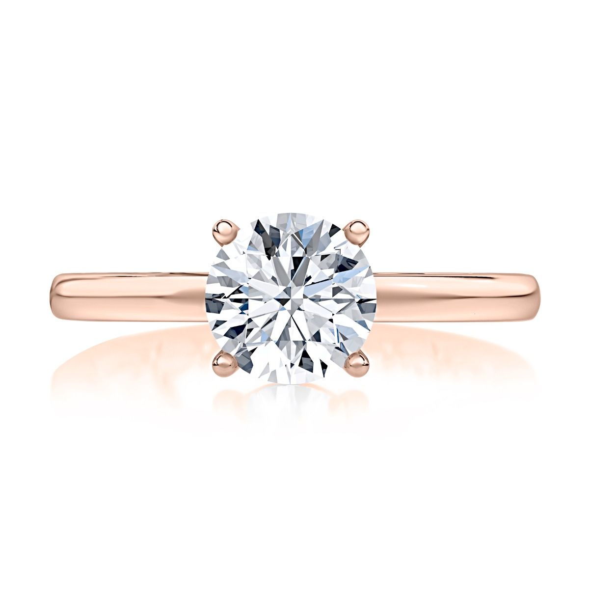 Round Solitaire Diamond Engagement Ring with Quilts™ Band and Pave Diamonds, photograph 5