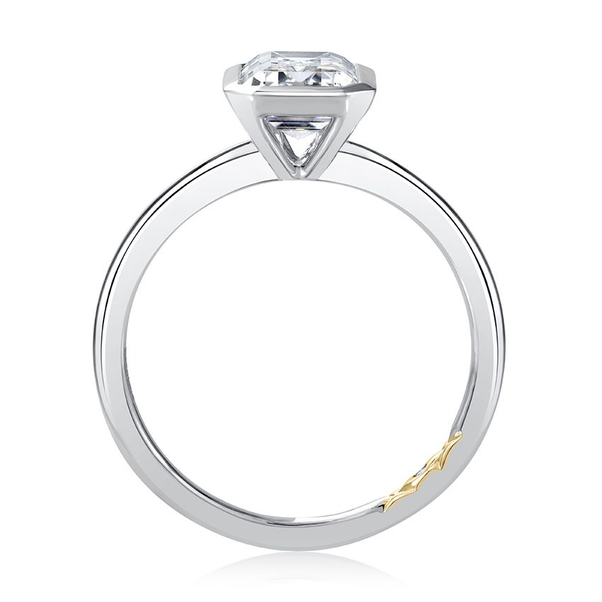 Solitaire Bezel Emerald Diamond Engagement Ring, photograph 6