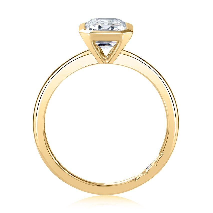 Solitaire Bezel Emerald Diamond Engagement Ring, photograph 5