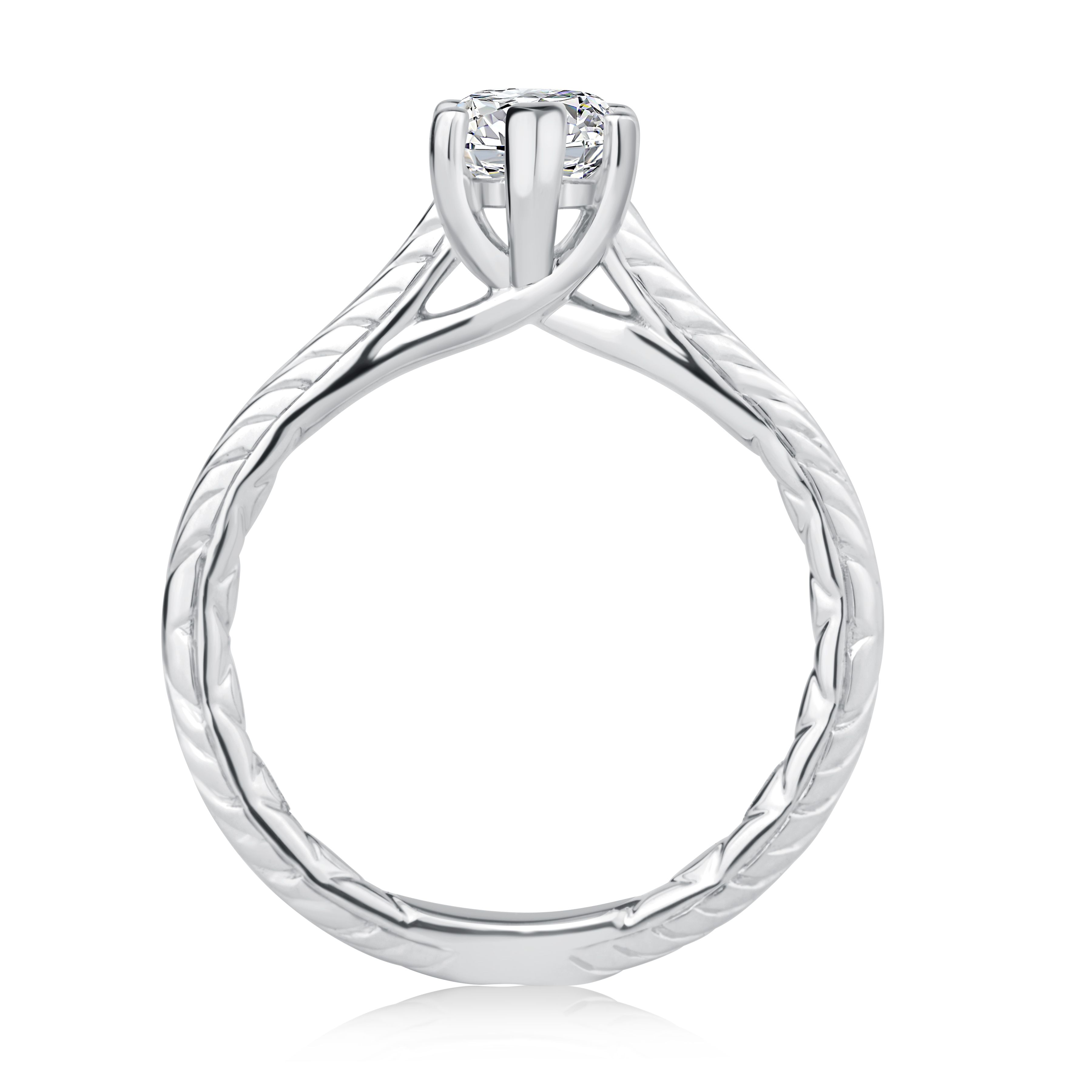 Marquise Center Diamond Engagement Ring with Herringbone Band with Quilts® Interior, photograph 2