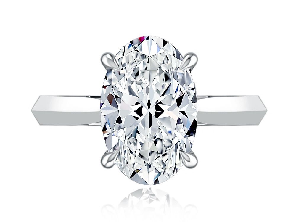 Hidden Halo Oval Solitaire Diamond Engagement Ring with Quilts® Interior