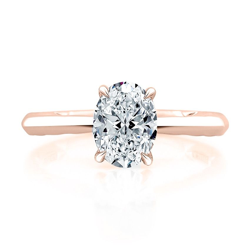 Hidden Halo Oval Solitaire Diamond Engagement Ring with Quilts® Interior, photograph 8